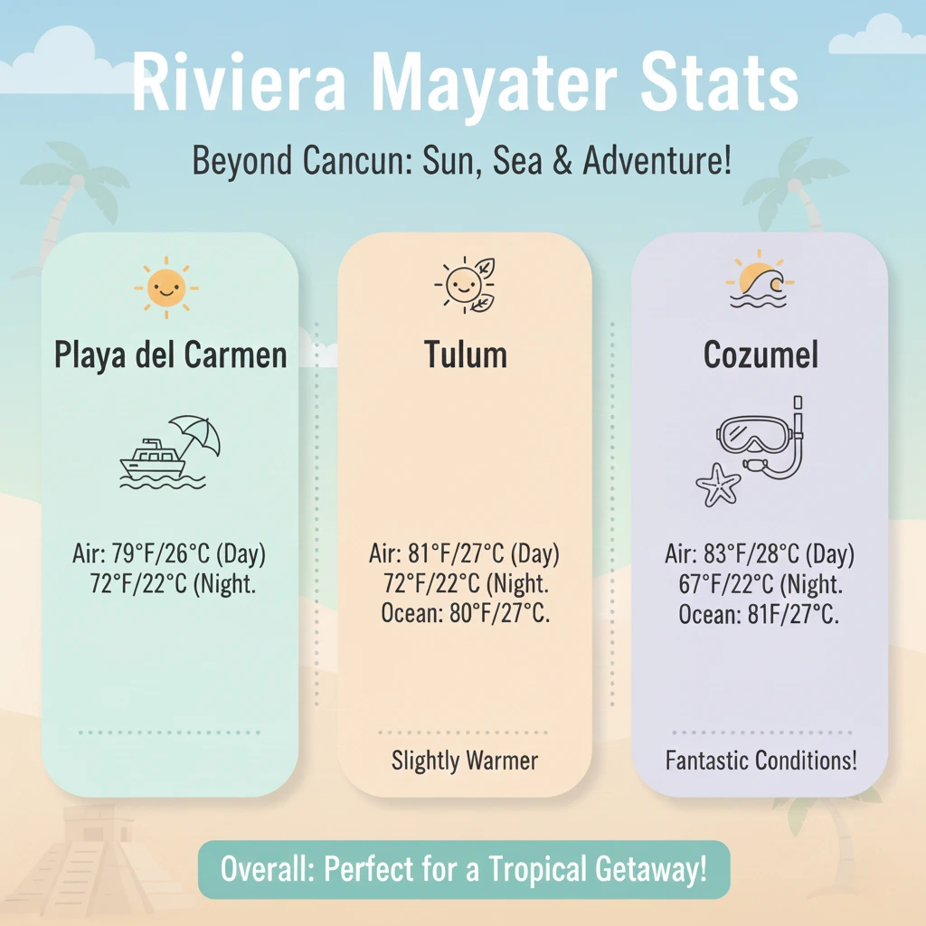Inforgraphic of Riviera Maya Weather (Tulum, Playa del Carmen, Cozumel)